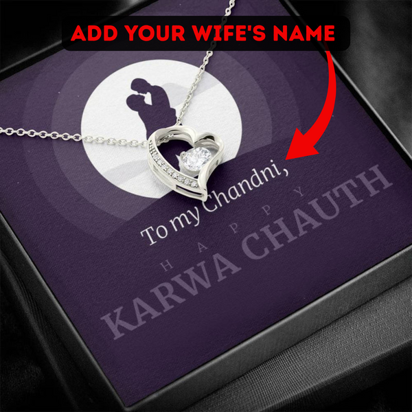 Special Personalized Karva Chauth Gift For Wife - 925 Sterling Silver Necklace Gift Set