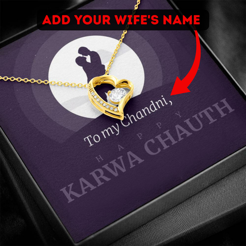 Special Personalized Karva Chauth Gift For Wife - 925 Sterling Silver Necklace Gift Set