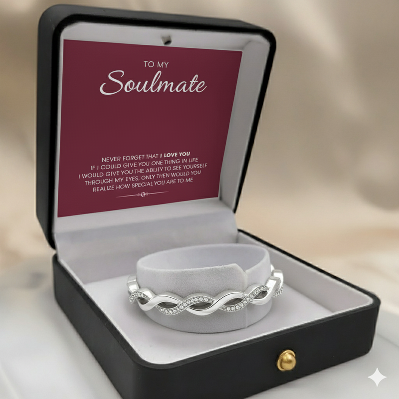 Perfect Gift For Her - 925 Sterling Silver Infinity Adjustable Bracelet With Message Card Gift Set