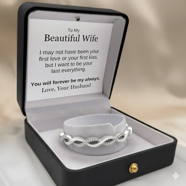 Perfect Gift For Her - 925 Sterling Silver Infinity Adjustable Bracelet With Message Card Gift Set