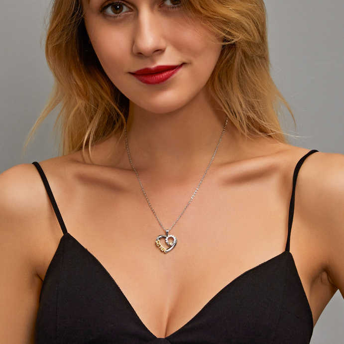 Sister Heart Pendant - 925 Sterling Silver Necklace Set