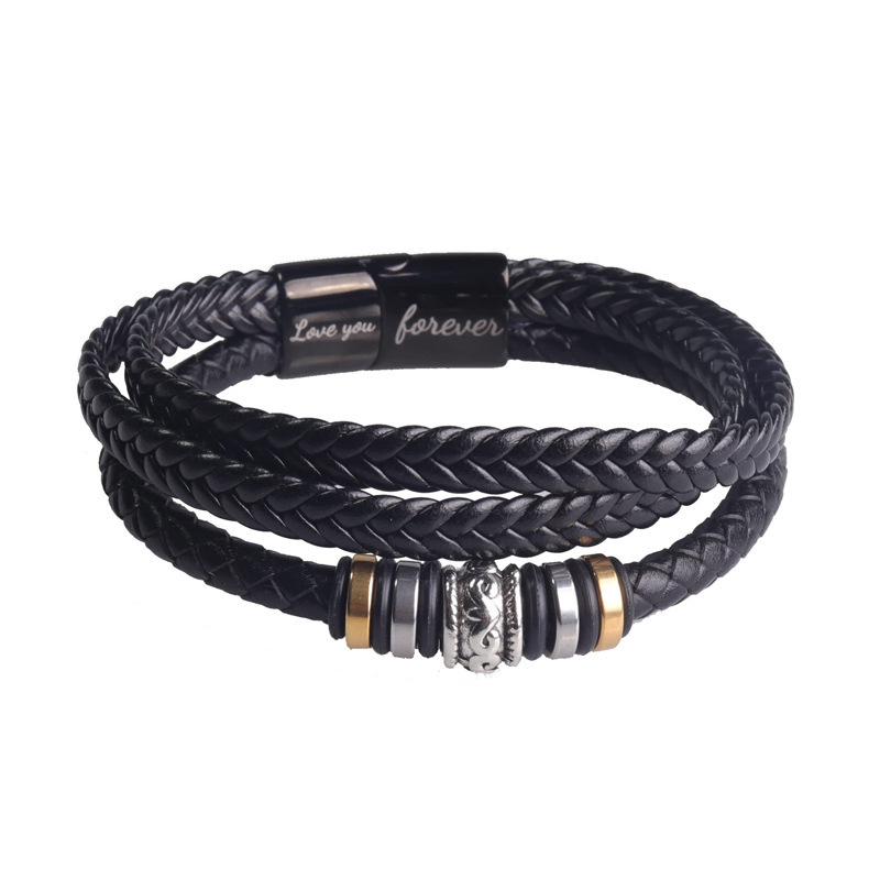 Heartfelt Gift For Male Partner - Handmade Woven Multi Layer Bracelet With Message Card