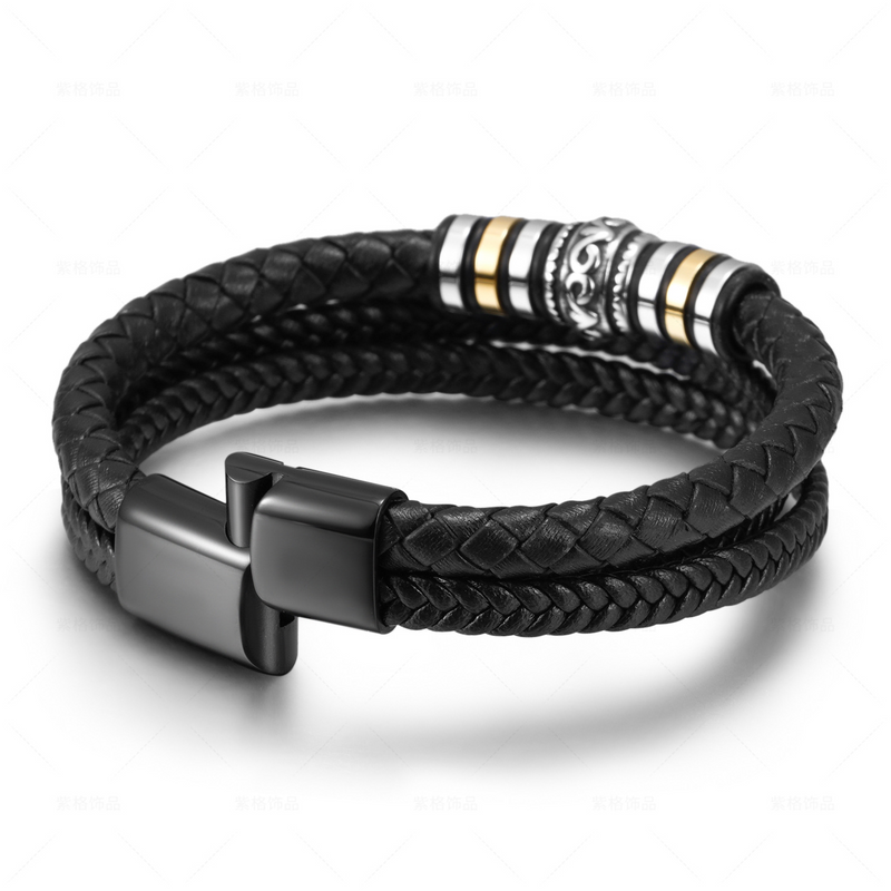 Heartfelt Gift For Male Partner - Handmade Woven Multi Layer Bracelet With Message Card