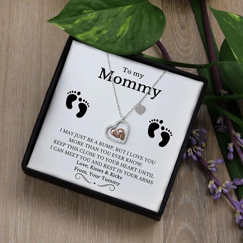 Best Heartfelt Gift for Mom to be - Pure Silver Necklace & Message Card | Combo Gift Box