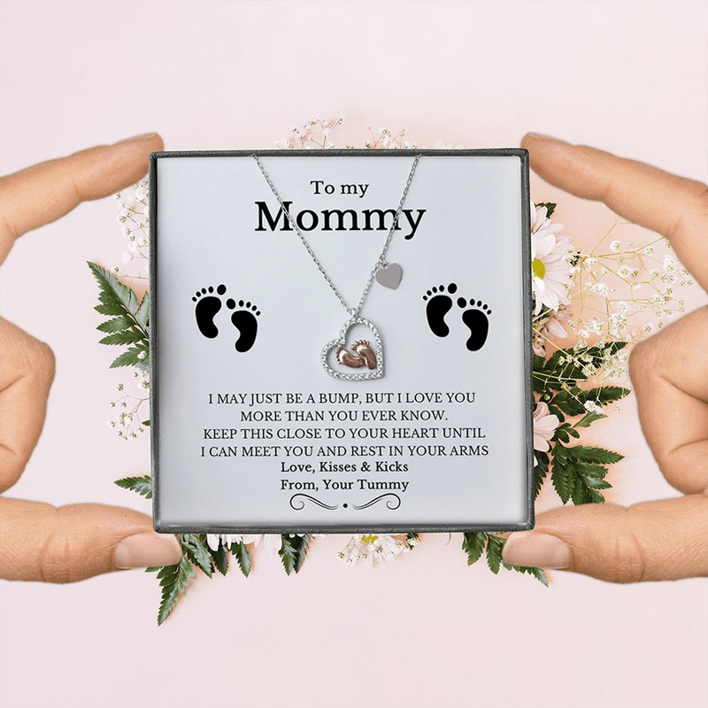 Best Heartfelt Gift for Mom to be - Pure Silver Necklace & Message Card | Combo Gift Box