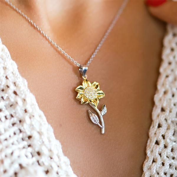 Golden Sunflower Sterling Silver Pendant Necklace