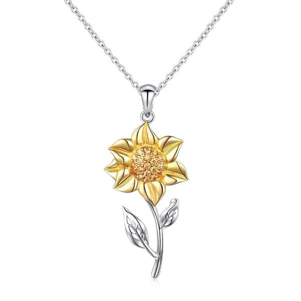 To My Daughter, Love Dad - 925 Sterling Silver Golden Sunflower Necklace Gift Set