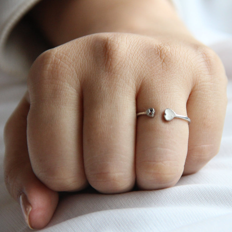 Silver Small Hearts Ring 925 Sterling Silver Adjustable Size