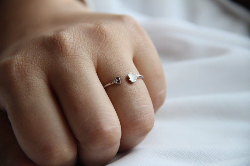 Silver Small Hearts Ring 925 Sterling Silver Adjustable Size