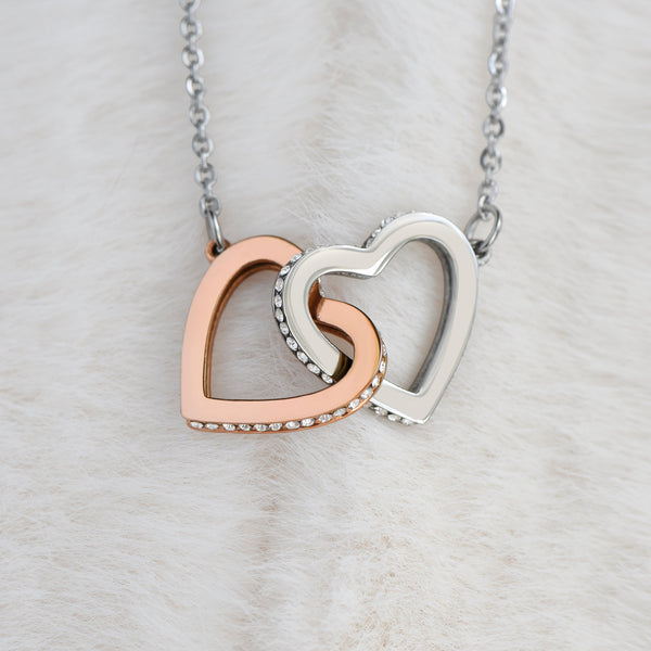 Unique Gift For Besfriend Female - Pure Silver Interlocking Hearts Necklace Gift Set