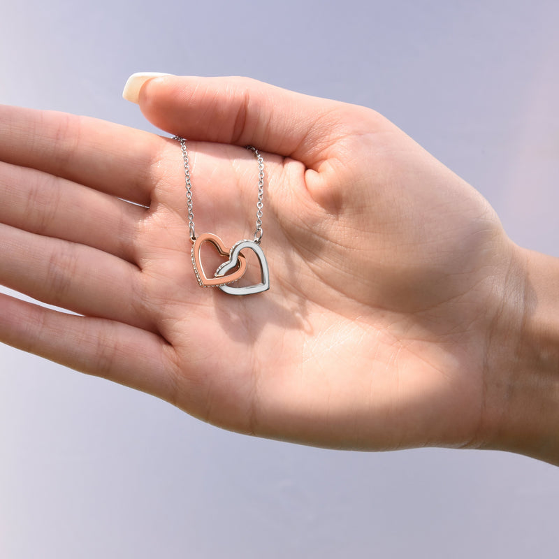 Unique Gift For Besfriend Female - Pure Silver Interlocking Hearts Necklace Gift Set