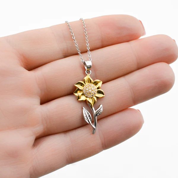 To My Daughter, Love Dad - 925 Sterling Silver Golden Sunflower Necklace Gift Set