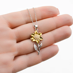 Golden Sunflower Sterling Silver Pendant Necklace