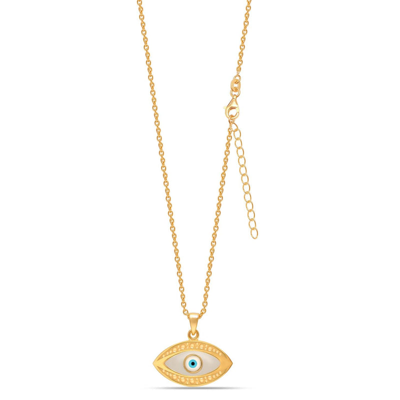 925 Sterling Silver 14K Gold Plated Good Luck Evil Eye Pendant Necklace for Women Teen