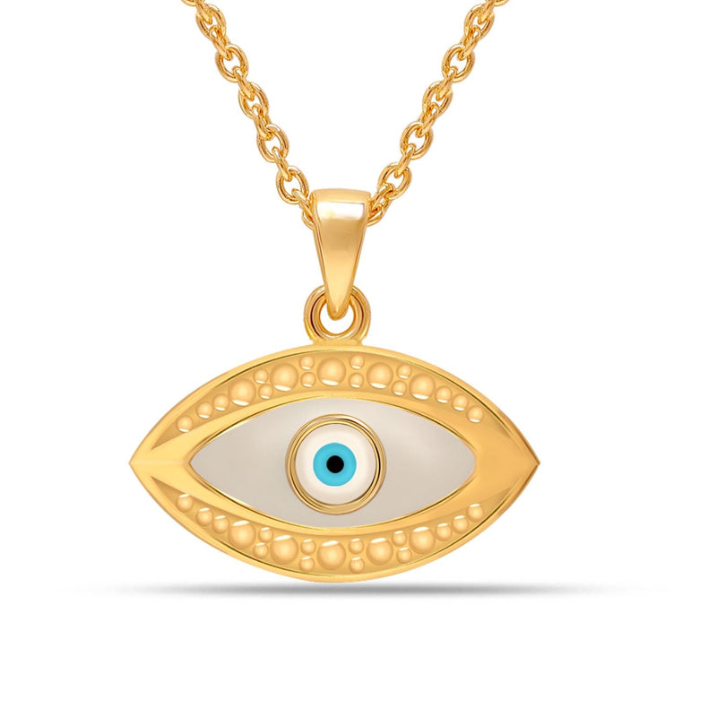 925 Sterling Silver 14K Gold Plated Good Luck Evil Eye Pendant Necklace for Women Teen