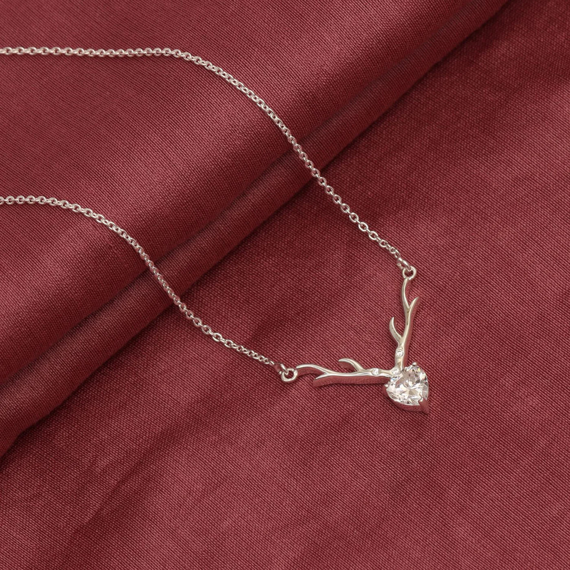 Deer Heart Pendant - 925 Sterling Silver Necklace Set