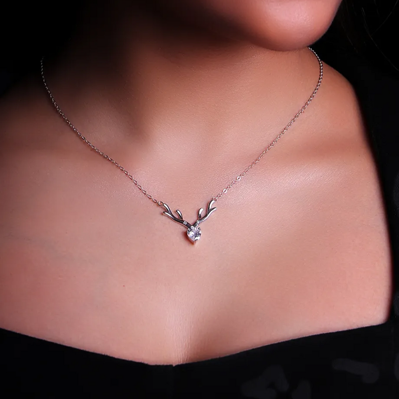 Deer Heart Pendant - 925 Sterling Silver Necklace Set