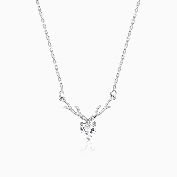Deer Heart Pendant - 925 Sterling Silver Necklace Set