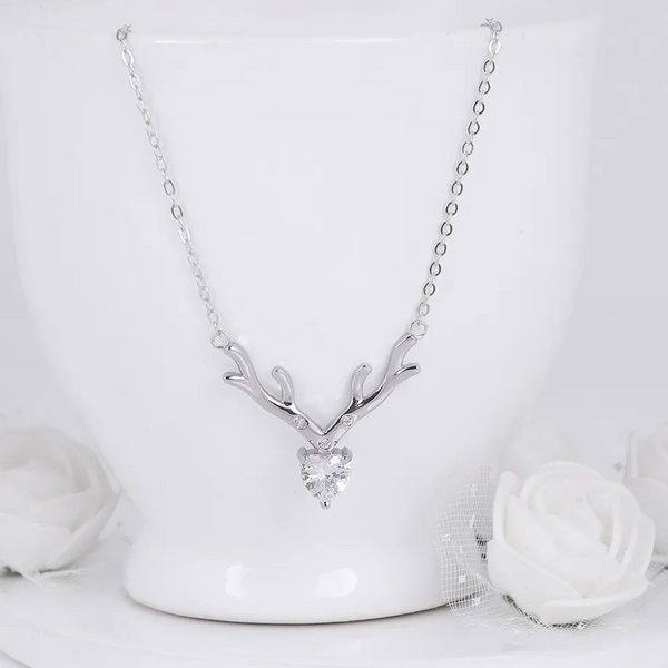 Deer Heart Pendant - 925 Sterling Silver Necklace Set