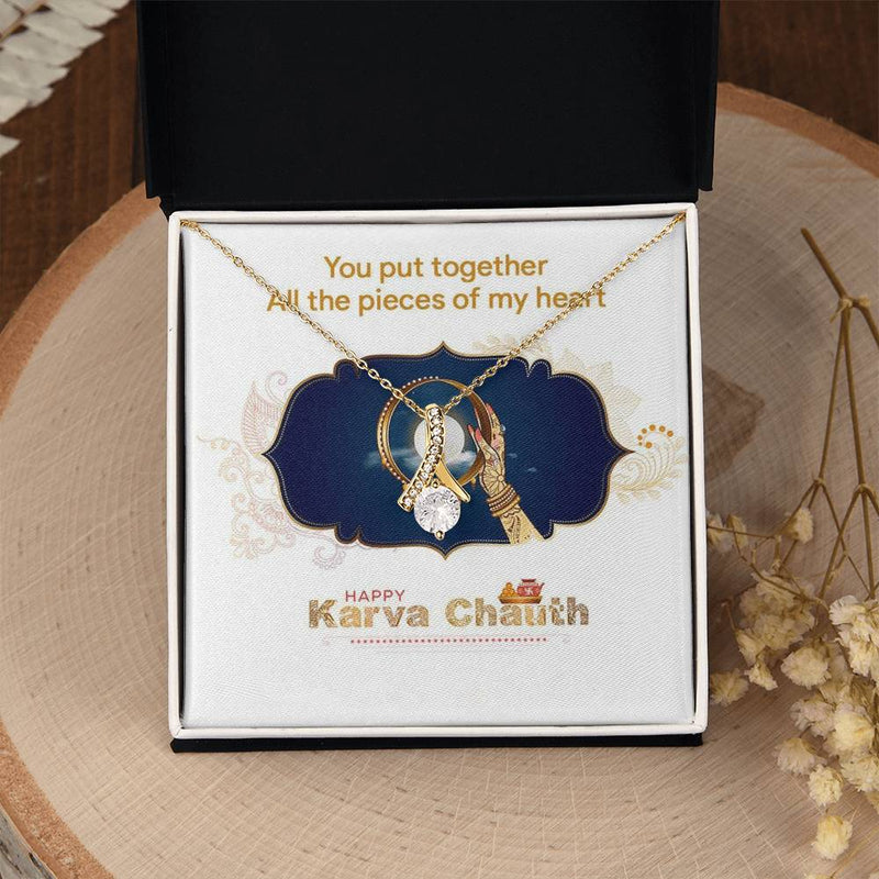 Heartfelt Karwa Chauth Gift For Wife 2025 - 925 Sterling Silver Necklace Gift Set