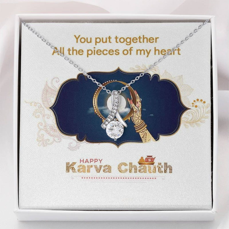 Heartfelt Karwa Chauth Gift For Wife 2025 - 925 Sterling Silver Necklace Gift Set