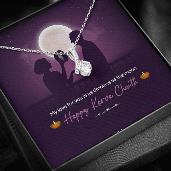 Perfect Karwa Chauth Gift Idea For Wife 2025 - 925 Sterling Silver Necklace Gift Set