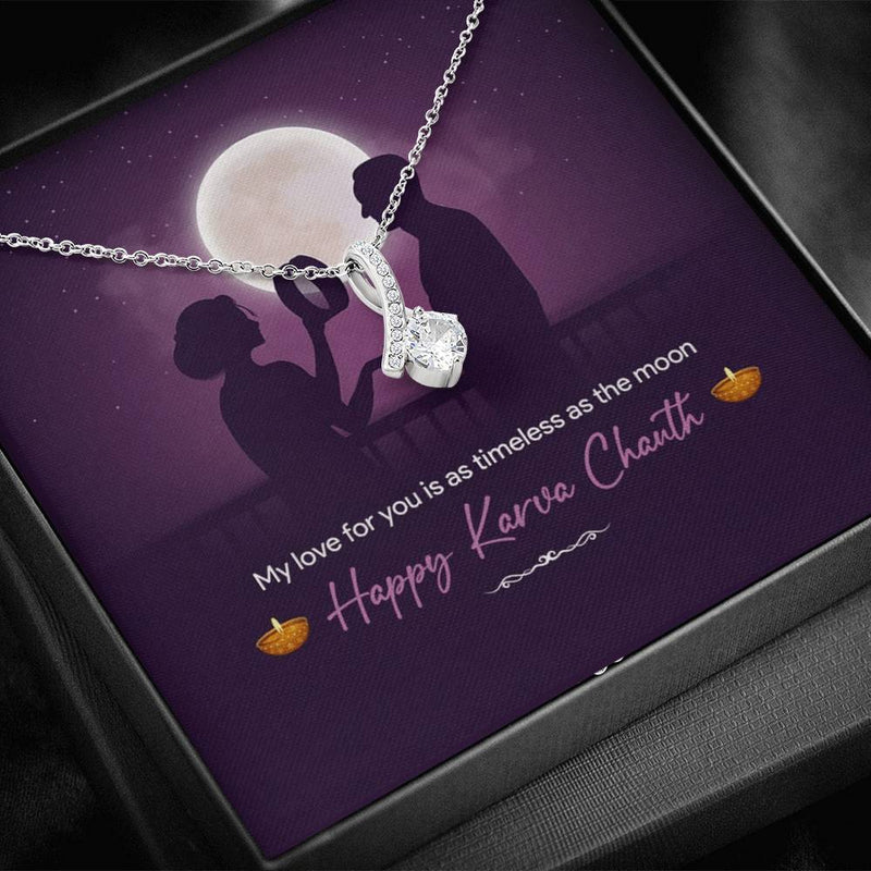 Perfect Karwa Chauth Gift Idea For Wife 2025 - 925 Sterling Silver Necklace Gift Set