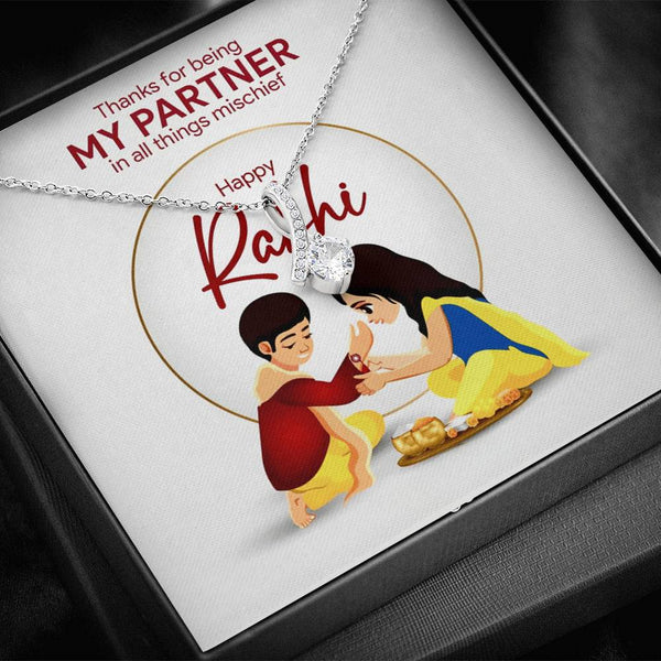 Special Rakhi Gift Idea For Sister - 925 Sterling Silver Necklace Gift Set