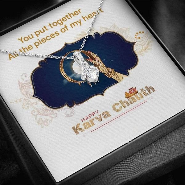 Heartfelt Karwa Chauth Gift For Wife 2025 - 925 Sterling Silver Necklace Gift Set