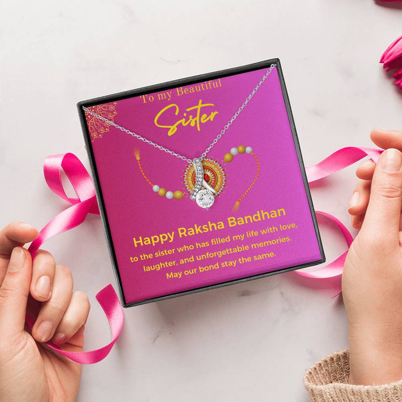 Stunning Raksha Bandhan Gift For Sister 2025 - 925 Sterling Silver Necklace Gift Set