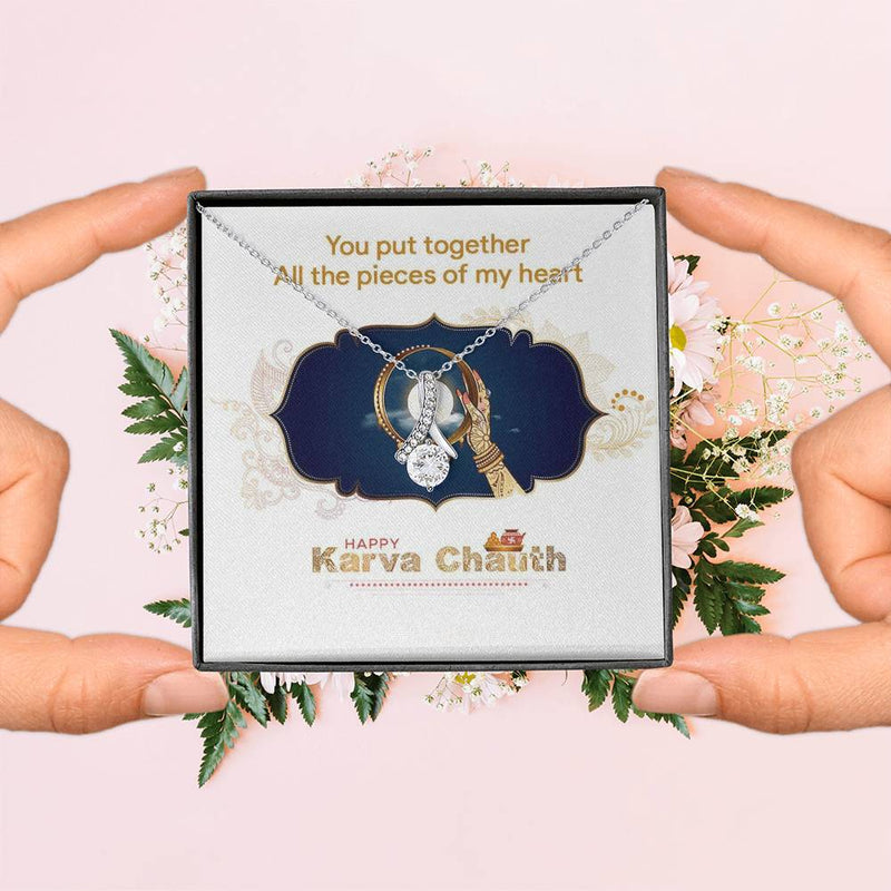 Heartfelt Karwa Chauth Gift For Wife 2025 - 925 Sterling Silver Necklace Gift Set