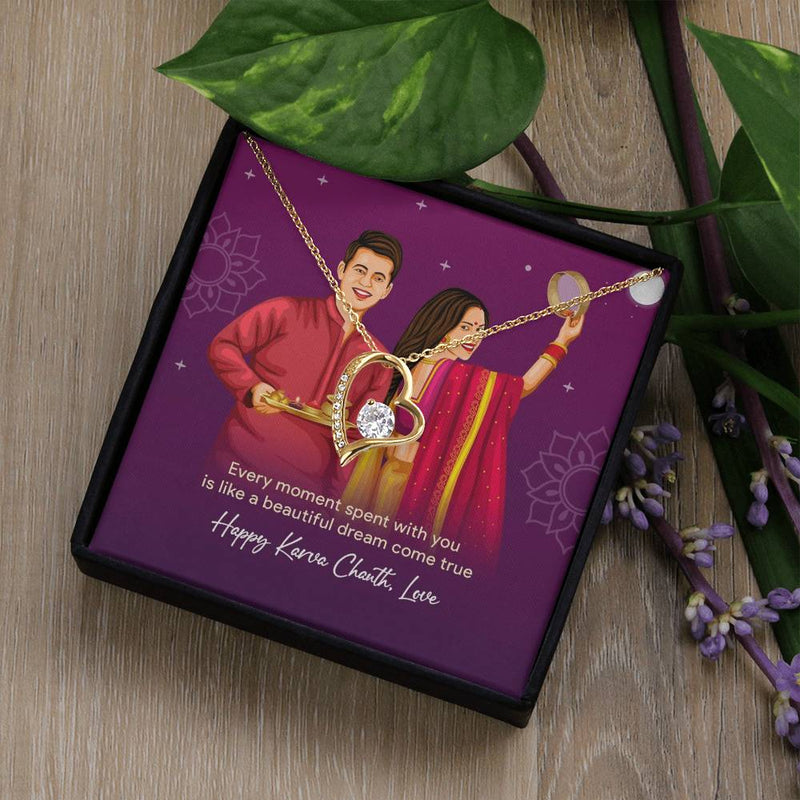 Surprise Karwachauth Gift For Wife - 925 Sterling Silver Necklace Gift Set