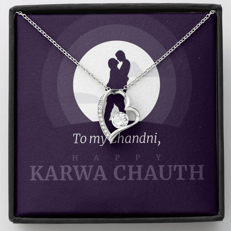 Special Personalized Karva Chauth Gift For Wife - 925 Sterling Silver Necklace Gift Set