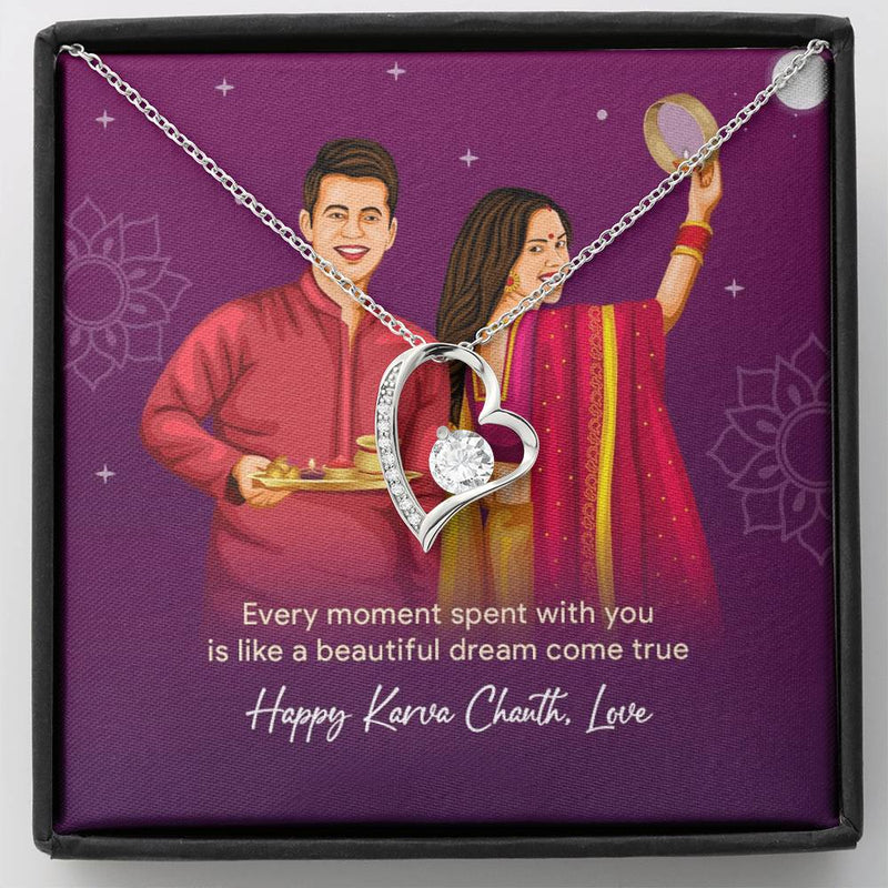 Surprise Karwachauth Gift For Wife - 925 Sterling Silver Necklace Gift Set