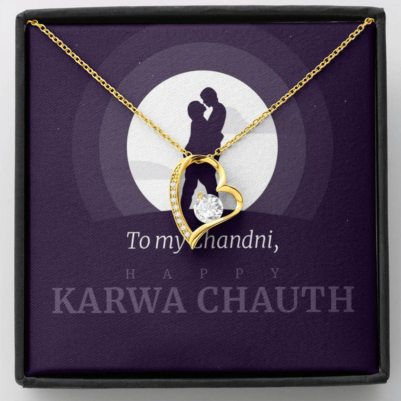Special Personalized Karva Chauth Gift For Wife - 925 Sterling Silver Necklace Gift Set