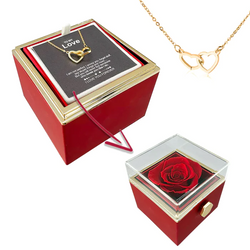 Eternal Rose Box With Pure Silver Necklace And Message Card Gift Set