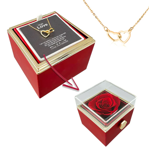 Eternal Rose Rotating Box With Pure Silver Necklace And Message Card Gift Set