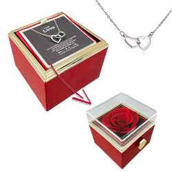 Eternal Rose Rotating Box With Pure Silver Necklace And Message Card Gift Set