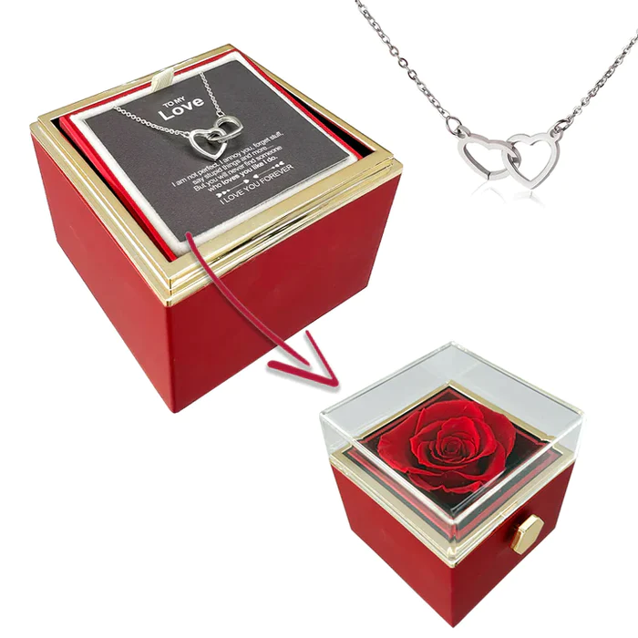 Eternal Rose Box With Pure Silver Necklace And Message Card Gift Set