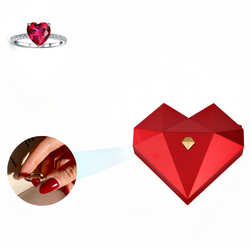 Red Heart Ring Box With Heart Ring Gift Set - 925 Sterling Silver Adjustable Size