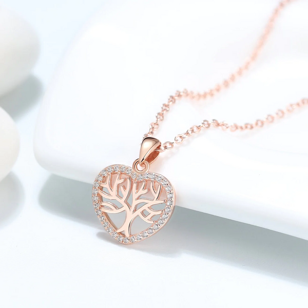 Tree of Life Heart Necklace - 925 Sterling Silver (3 Color Options)
