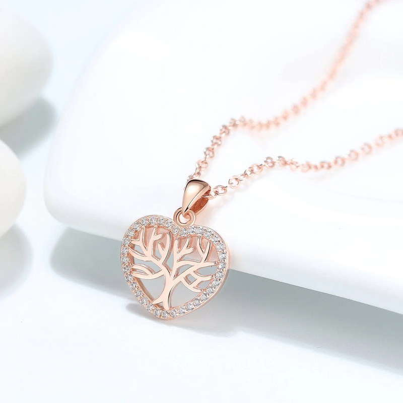 Tree of Life Mini Heart Necklace - Pure Silver Pendant Set