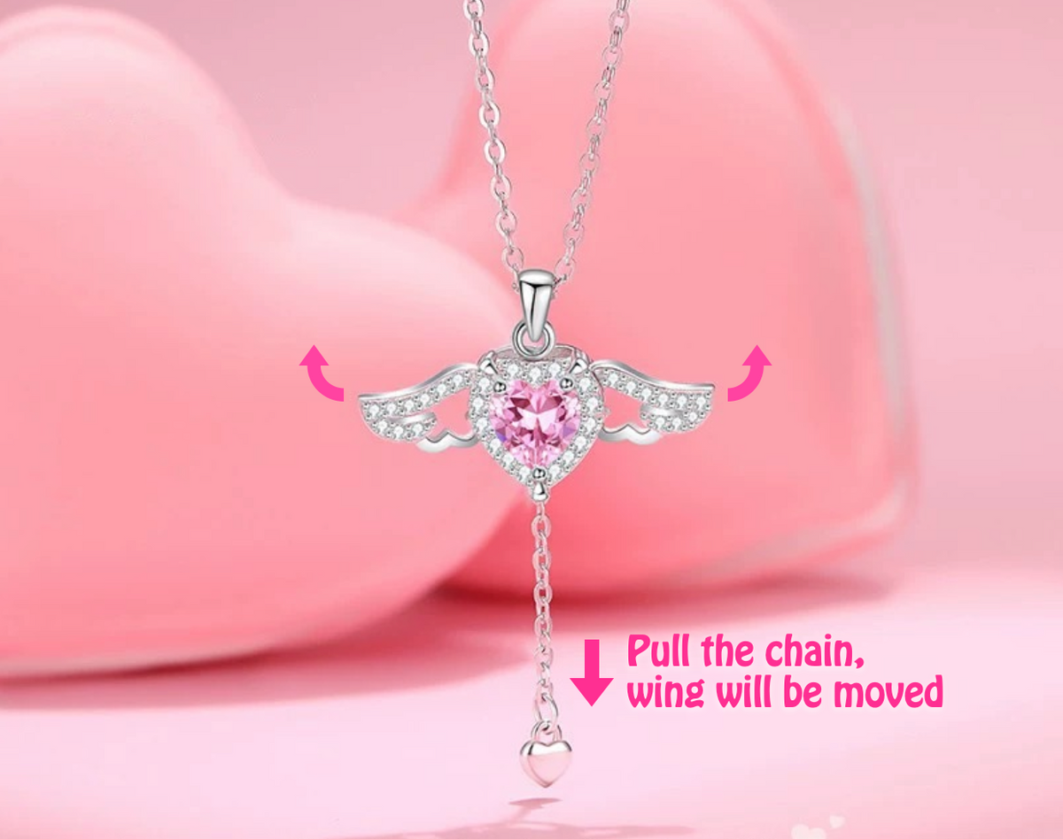 ネックレス・ペンダント Dancing Pink Silver Necklace(SILVER925) Angel Wings Dancing Necklace - Pure 925 Sterling Silver