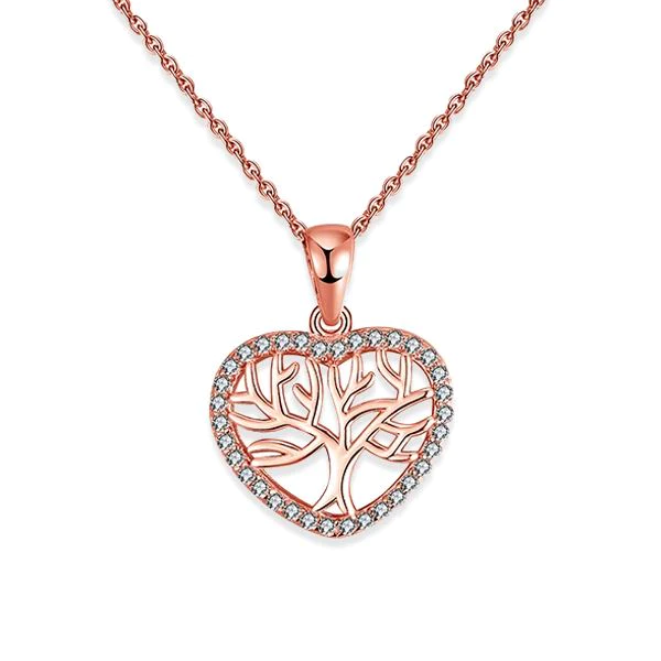 Beautiful Gift For Daughter - Tree of Life Mini Heart 925 Sterling Silver Necklace Gift Set