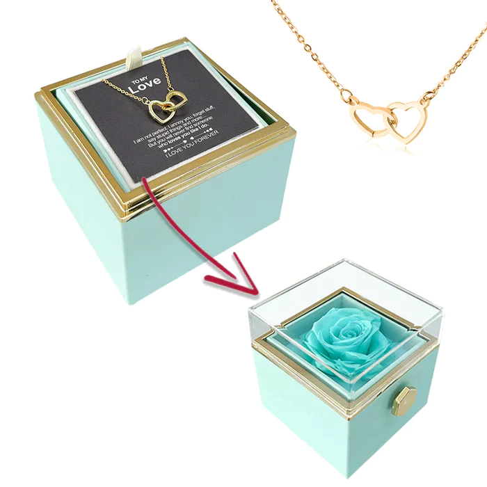 Eternal Rose Rotating Box With Pure Silver Necklace And Message Card Gift Set