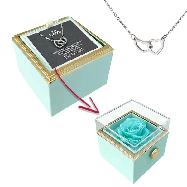 Eternal Rose Rotating Box With Pure Silver Necklace And Message Card Gift Set