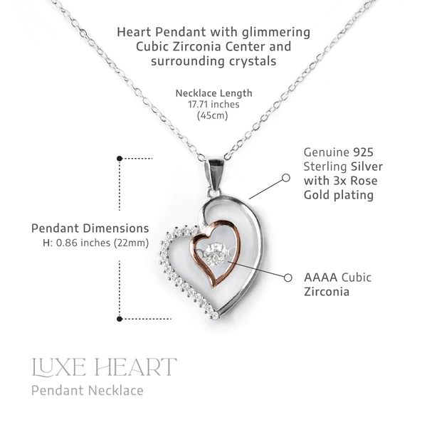 Luxe Heart 925 Sterling Silver Necklace Set | Fabunora