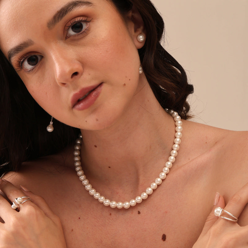 Pearl Necklace for Women 925 Sterling Silver