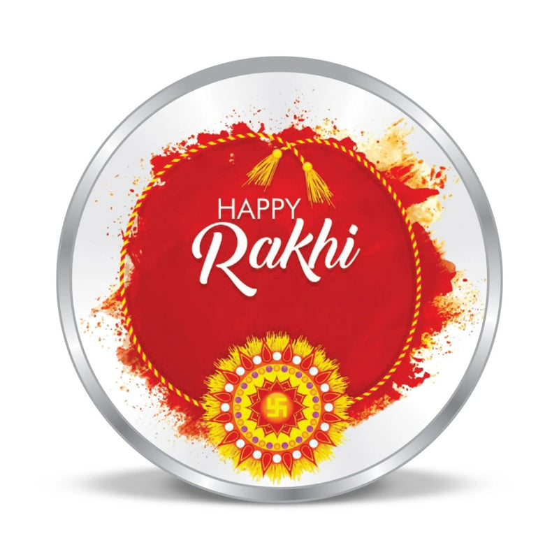 Luxury Rakhi Gift Hamper - 925 Sterling Silver Necklace + 10g Silver Coin + Chocolates + Organizer + ₹500 Gift Voucher