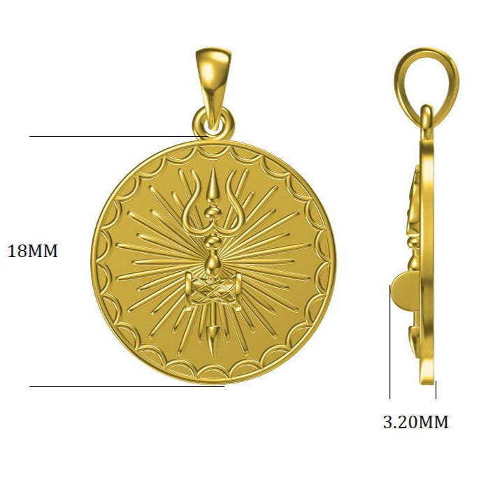 Shiv Trishul Pendant - 925 Sterling Silver necklace Gift Set